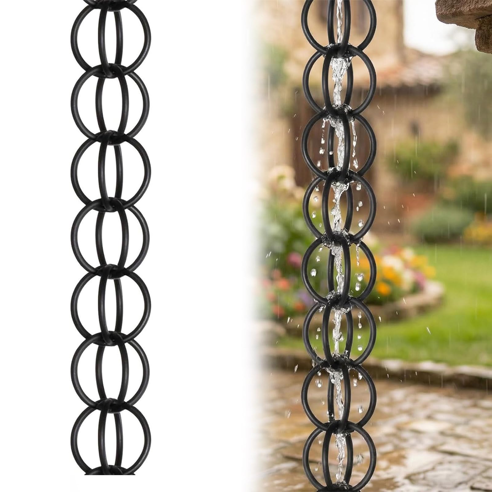 UZAMIRLEX Rain Chain, Rain Chain Aluminum With Gutter Adapter Downspout Substitute Multiple Sizes(2m/6.5ft)