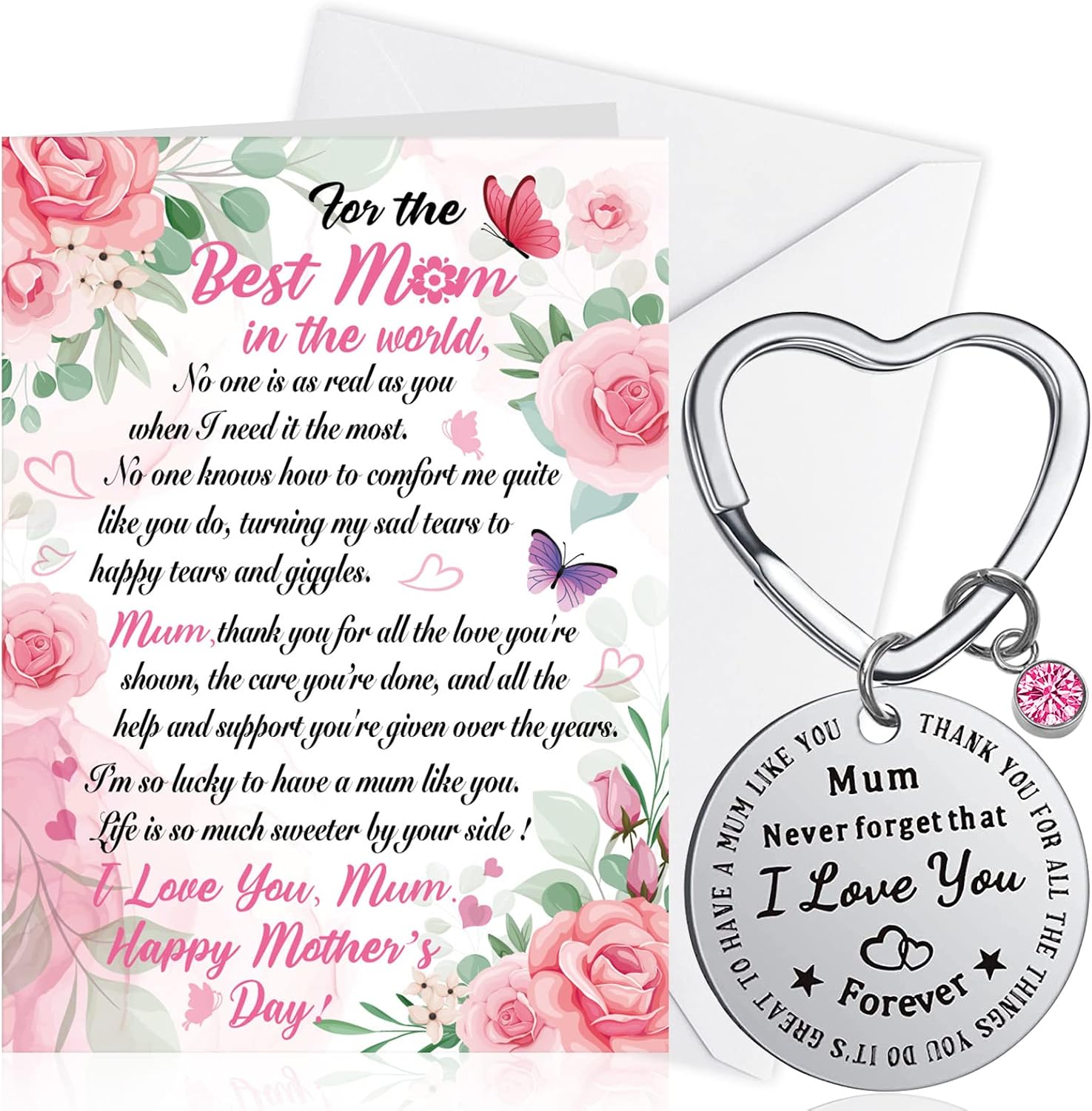 HOWAF Mothers Day Card Mothers Day Keyring, Mother's Day Card Mother's Day Cards Happy Mothers Day Cards for Mum Keyring Engraved Heart Mothers Day Key Ring Mothers Day Gifts for Mum from Daughter Son