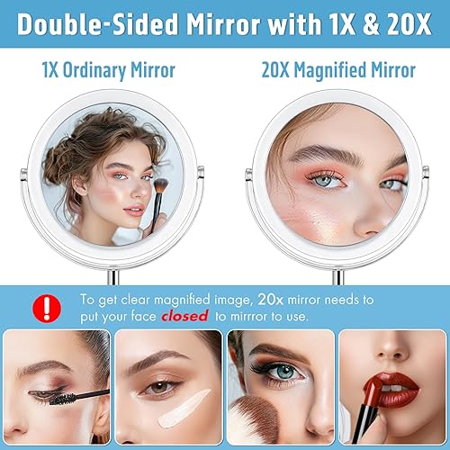Miniatura 8 de Fabuday Espejo de maquillaje con aumento de doble cara de 7 pulgadas, espejo de mesa con aumento de 1X y 10X, espejo de escritorio con aumento
