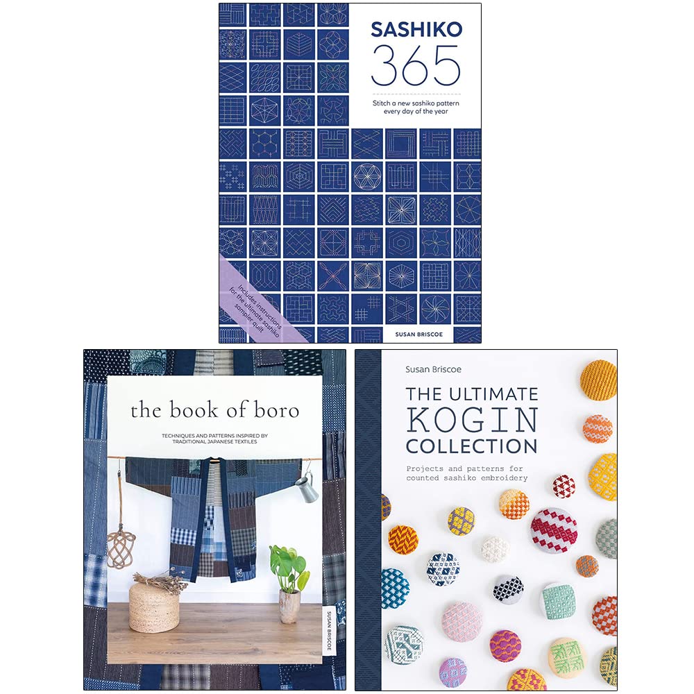 Susan Briscoe Collection 3 Books Set (Sashiko 365, The Book of Boro, The Ultimate Kogin Collection)