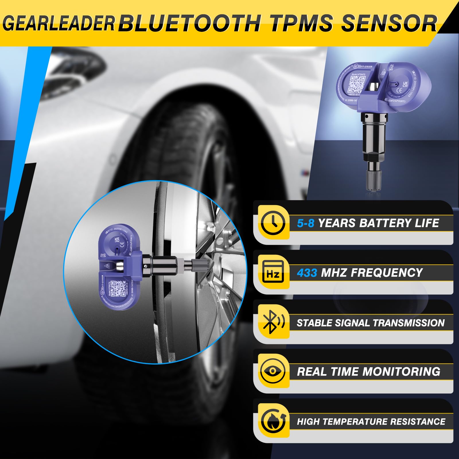 1 capteur TPMS Bluetooth TPMS de surveillance de la pression des pneus pour modèles Tesla 3 Y S X 2020-2025 1490701-01-B 1490701-01-C