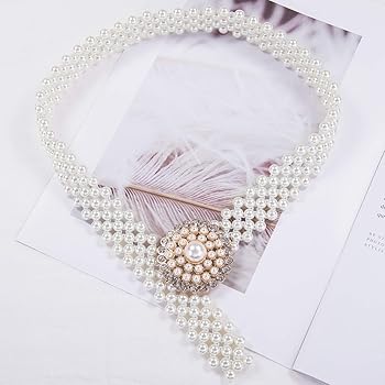 Women's Diamond Pearl Belt Set, Party Dress Waist Chain
