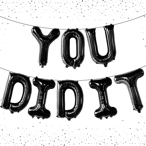 KatchOn, Globos negros con el texto en inglés You Did It de 16 pulgadas Cartel de You Did It para decoraciones de fiesta de graduación 2025 Banner