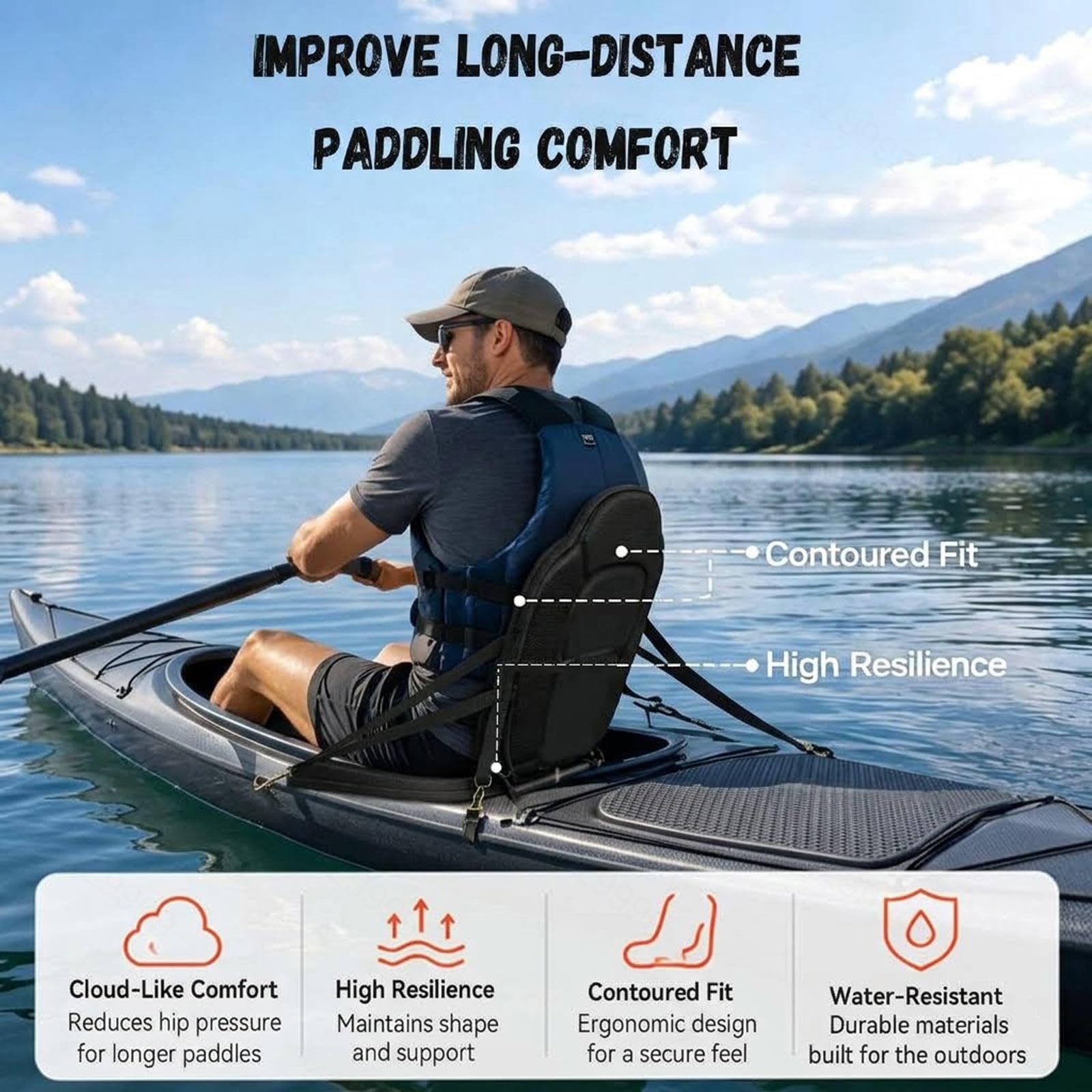 Asiento Kayak, Estabilidad Y Equilibrio Asiento Padel Surf, Fácil De Instalar Asiento para Kayaks Comodidad para Largas Travesías