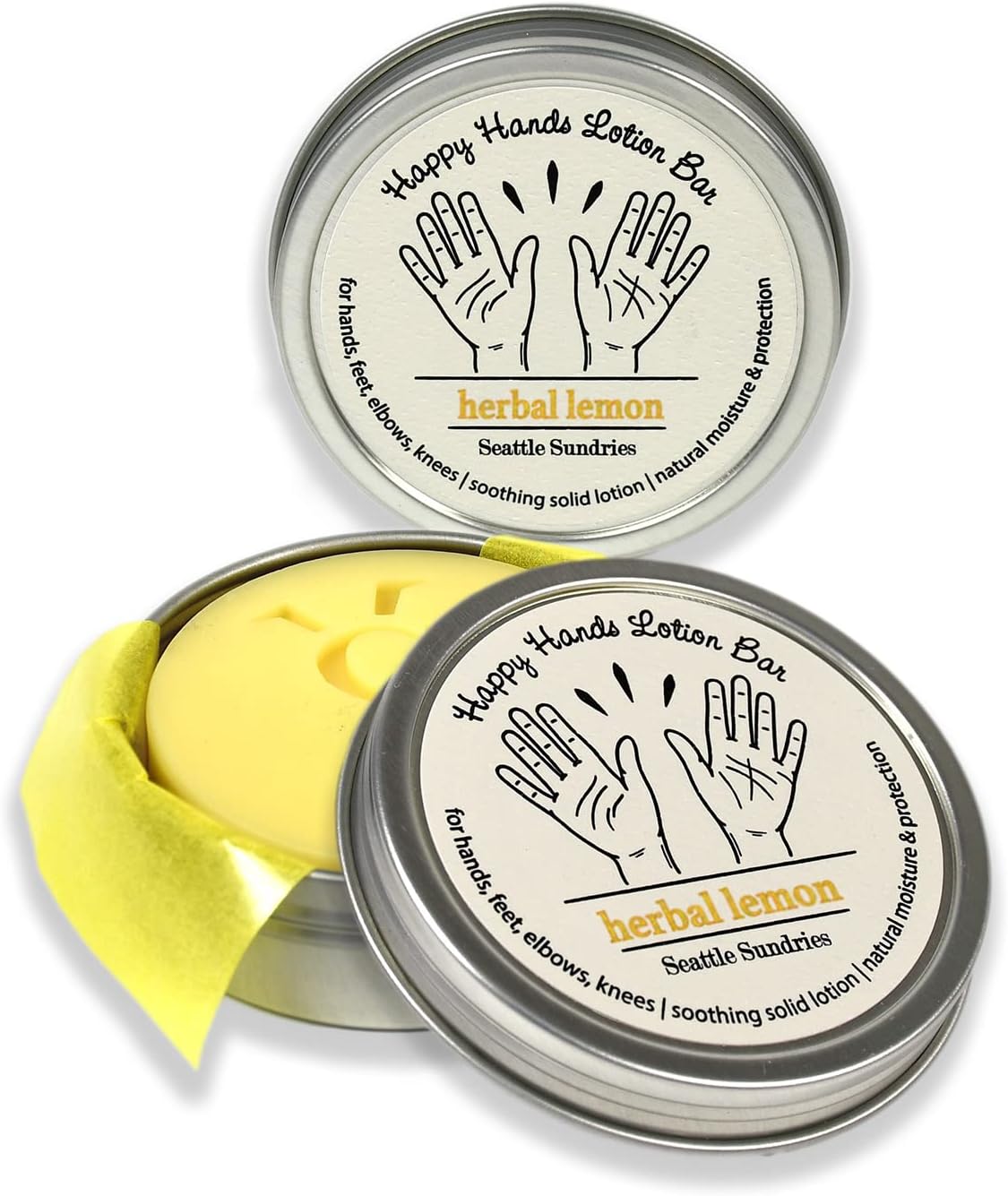 Lemon Verbena"Happy Hands" Solid Lotion Bar, All-Natural with Beeswax and Shea Butter