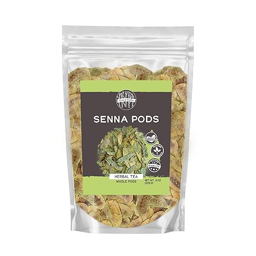 Birch & Meadow 8 onzas de cápsulas enteras de Senna, té de hierbas, sabor amargo suave