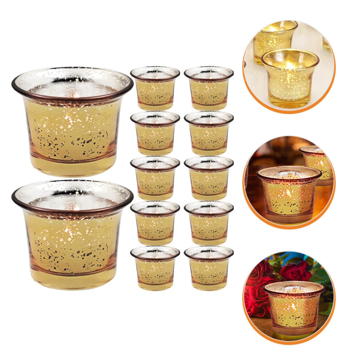 12 Stück Glas Teelichthalter Becher für Selbstgemacht Kerzen, Gold