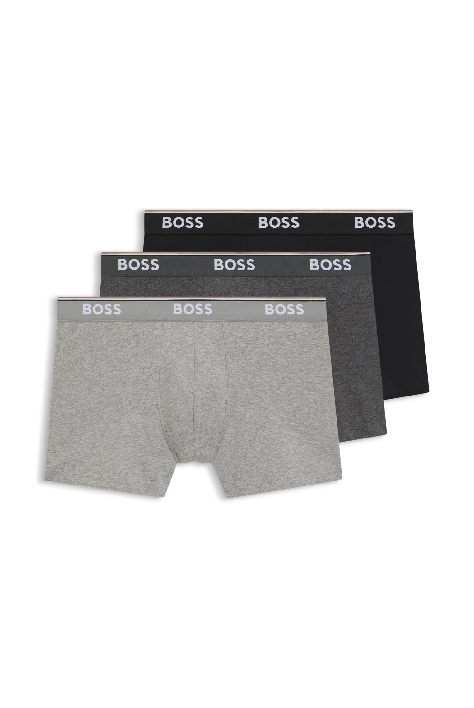 BOSS Mens BoxerBr 3P Power Three-Pack of Stretch-Cotton Boxer Briefs with Logos