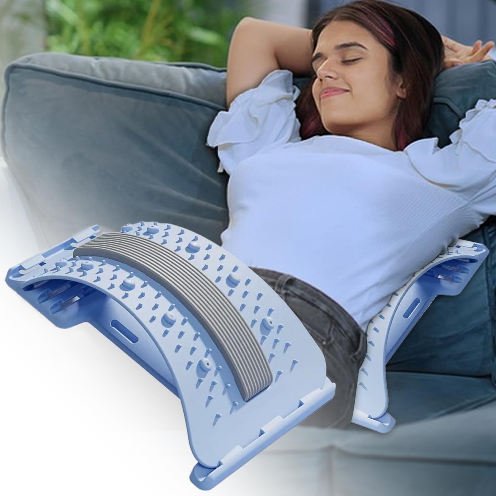 Rückenstützbrett Lendenwirbel Lsäule Massagegerät 4Stufig Einstellbar, Rückenstrecker Gerät Ergonomisch, Rückendehner Orthopädischer & Nackenstrecker, Rückentrainer Für Schmerzlinderung Wirbelsäulen