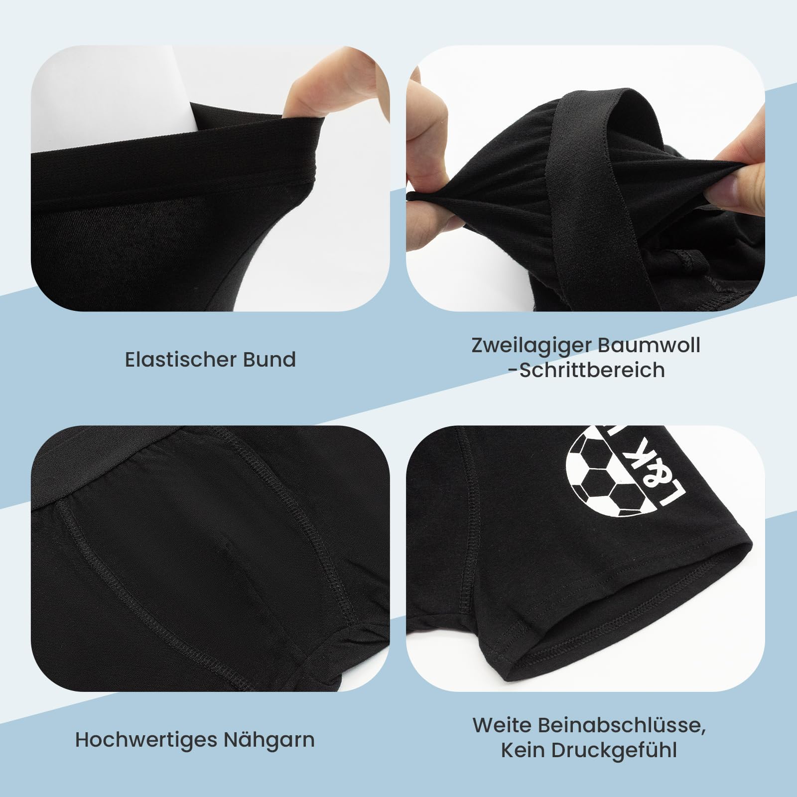 L&K-II Pack de 10 Calzoncillos Bóxer Niños en Algodón Cintura elástica Bóxers para Niño Adolescente 8-16 años Ropa Interior Negro o con Estampado