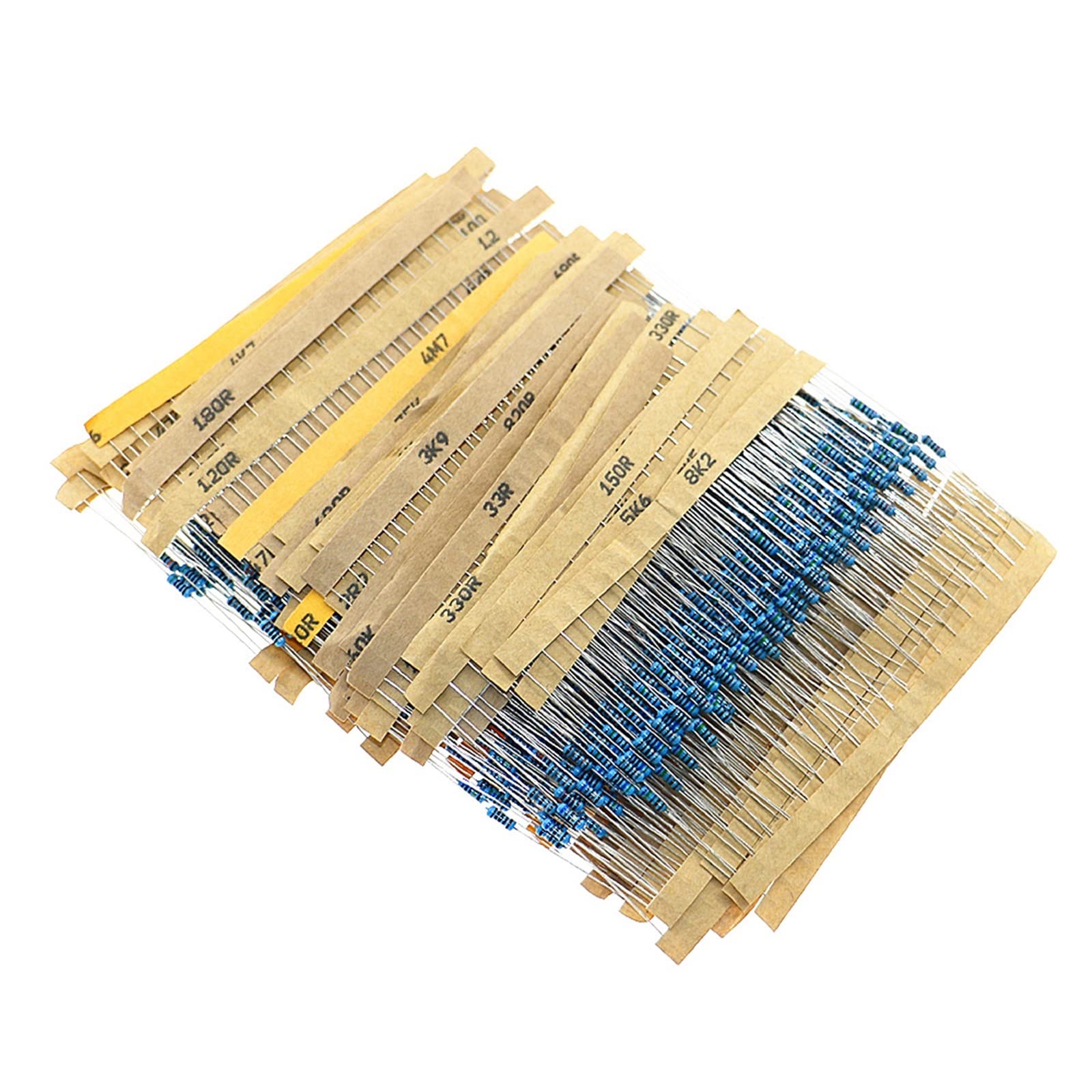 Kit di resistori da 1280 Pezzi 64 valori Kit di assortimento di resistori a Film Metallico 1/4W 1% Set Kit di Campioni di resistori da 1ohm - 10mohm con Scatola