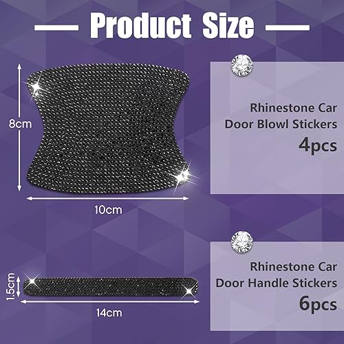 Miniatura 3 de Frienda 10 piezas de accesorios brillantes de automóvil para mujeres, protector de manija de puerta de automóvil, fundas para manijas de puerta para