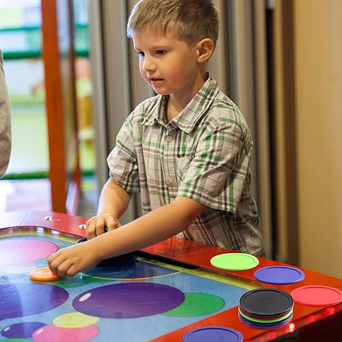 Miniatura 2 de Gejoy 8 discos de hockey de aire de 2.5 pulgadas de repuesto, discos redondos multicolor para hockey aéreo, accesorios de equipo, 0.18 onzas (rojo,