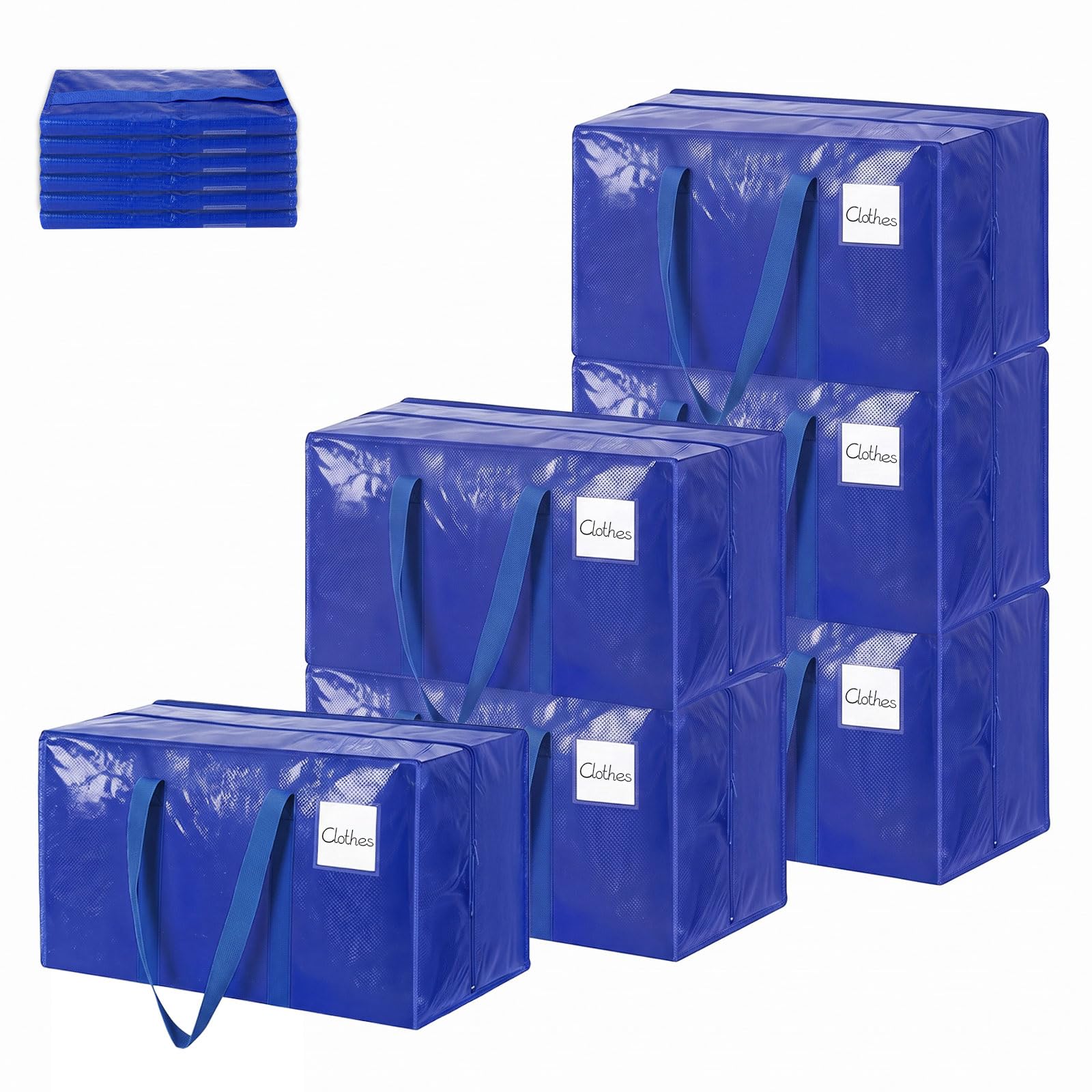 Pack de 6 Bolsas de Mudanz, 94L Grande Bolsa de Almacenamiento | Impermeable Bolsas de Mudanza con Cremallera y Asa, Organizador de Ropa, Bolsa Extra Grande para Mudanza y Viaje