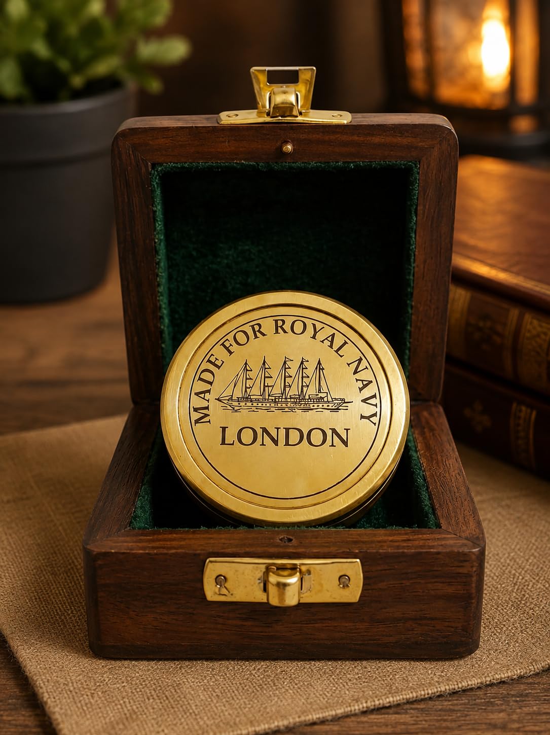 Antique Brass Pocket Compass with Wooden Box Vintage Nautical | Handmade, For Camping & Hiking, Home Decor, Navigation Tool-picture-30