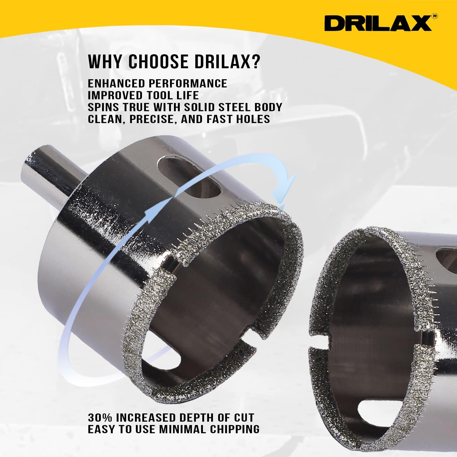 Drilax 1 5/8 Inch Diamond Hole Saw For Quartz, Glass, Marble, Granite, Ceramic Porcelain Tiles