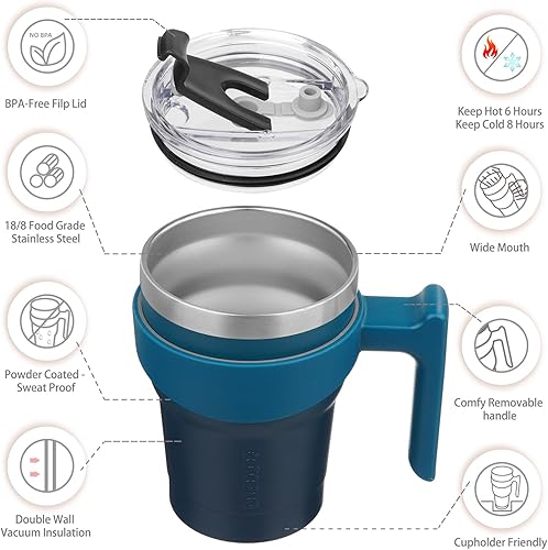 Miniatura 9 de BJPKPK 30 oz Tumbler With Handle And Straw Stainless Steel Insulated Tumbler Cups For Water Or Ice Coffee,Blood Moon