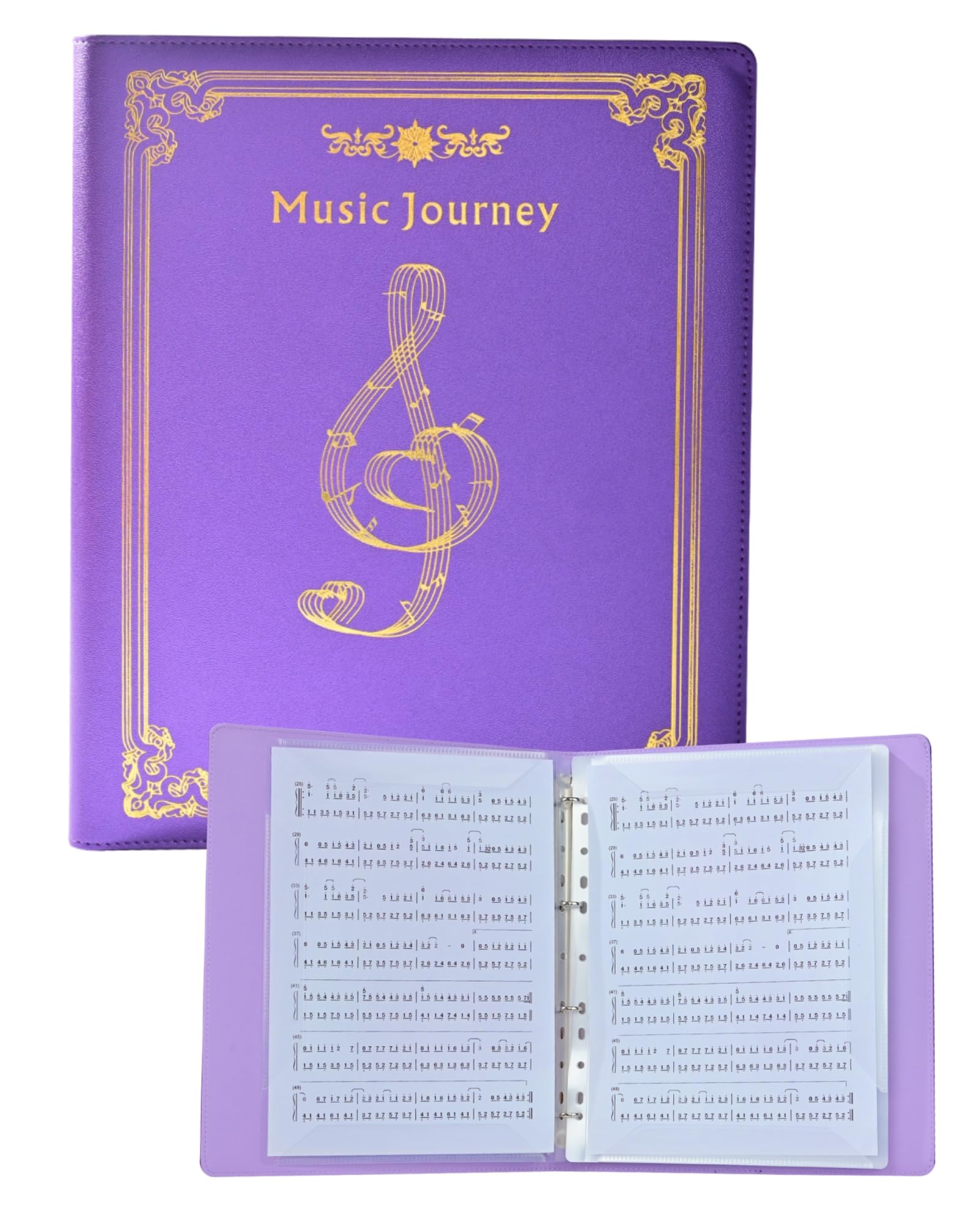 Carpeta de partituras, soporte para coro, organizador de partituras, carpeta de partituras, para cantante de coro, carpeta de música tamaño carta, capacidad de 40 páginas para escribir (morado)