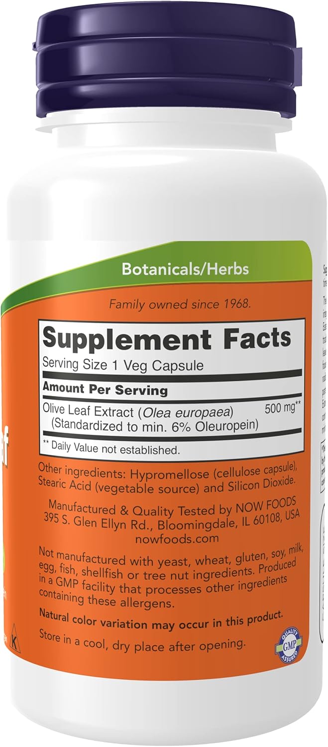 NOW Foods Olive Leaf Extract 500 mg 60 vegcaps - Image 2