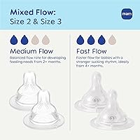 Vista 2 de MAM Tetinas para biberón de flujo mixto - Pack de pezones de flujo medio nivel 2 y flujo rápido nivel 3, para recién nacidos y mayores, tetinas