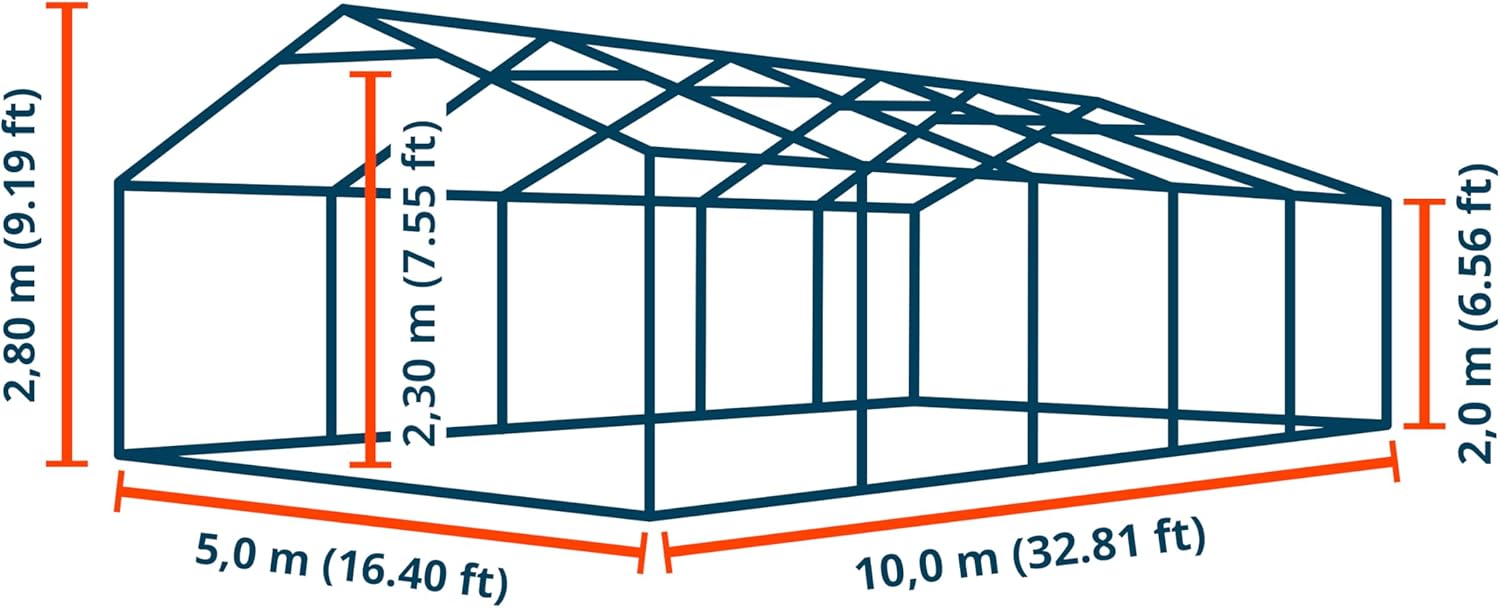 TOOLPORT Party Tent 16x33 ft Garden Tent Canopy PE 550 N Tarpaulin 100% Waterproof White