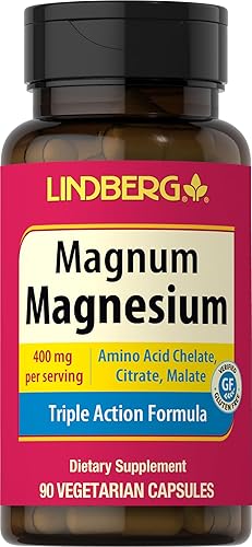 Suplemento de complejo de magnesio 400 mg 90 cápsulas Fórmula de triple acción Quelato de aminoácidos, citrato y malato vegetariano, sin OMG,