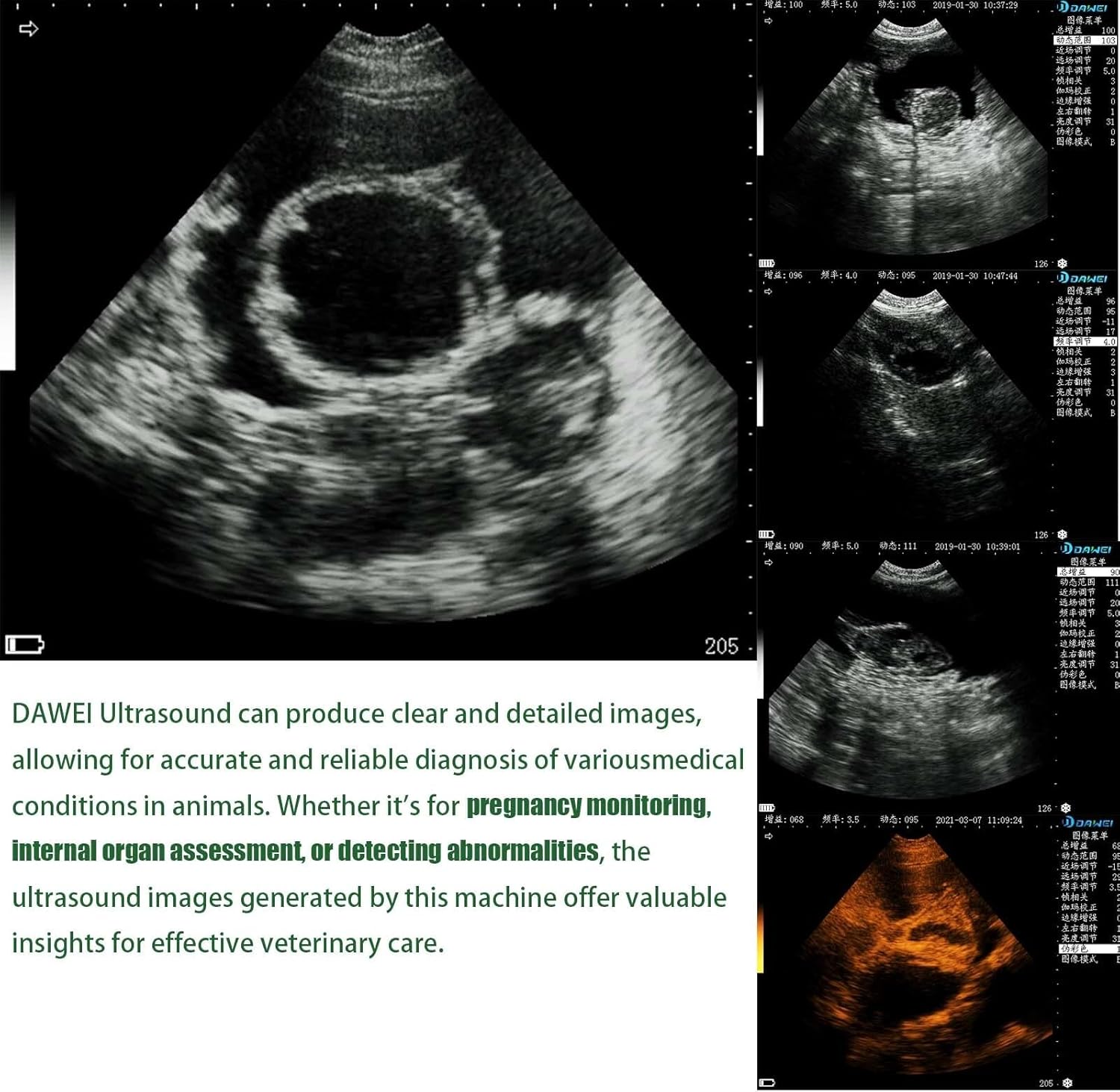 DAWEI Upgraded 3.5MHz Rectal & Convex Dual-Use Probe Veterinary Ultrasound Machine for Cattle and Horse, Portable Handheld Vet Scanner for Pregnancy and Reproduction Check on Farm