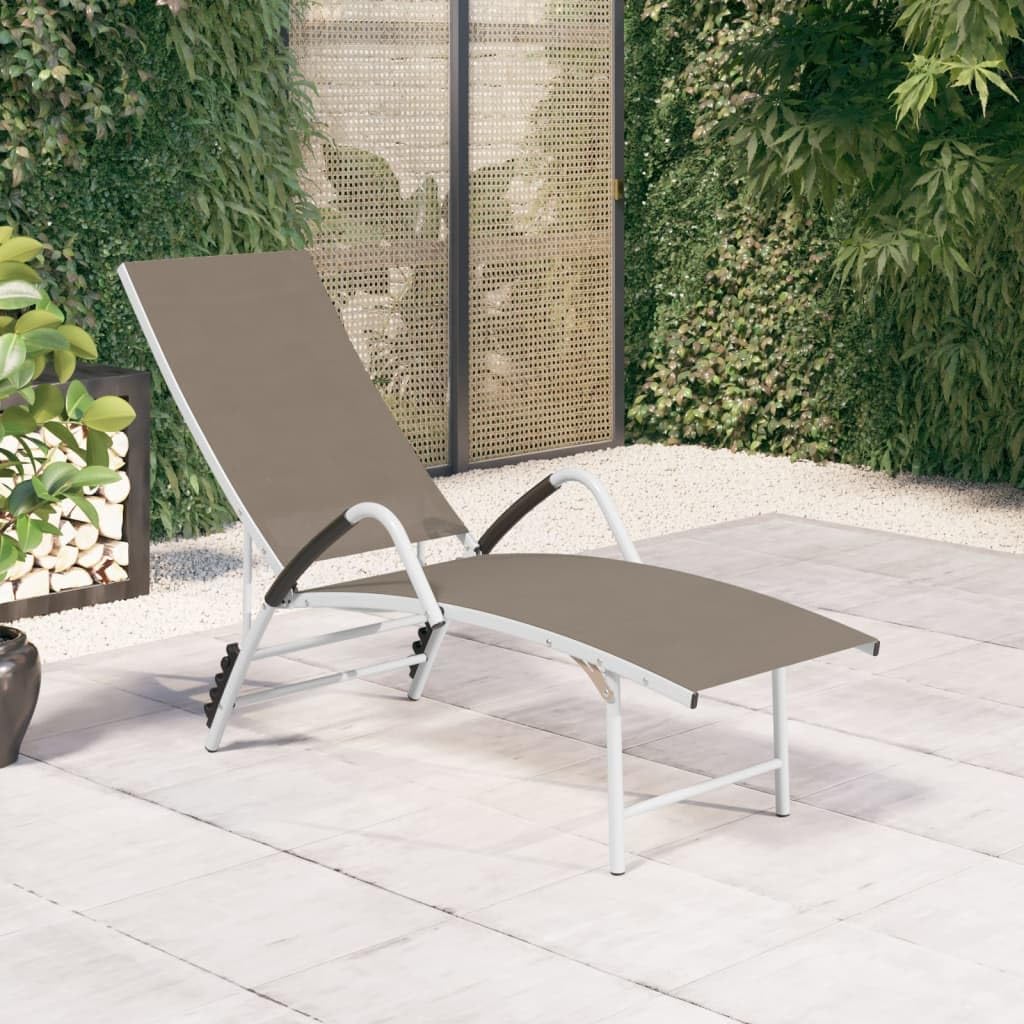 Sun Lounger Textilene and Aluminum,Lawn Lounger,Gardens Furniture,Lounge Loungers,Pool Loungers,Deck Lounger,Party Chair,Napping Loungers,Adjustable,for Lawn,Backyard,Garden,Pool,Balcony,Taupe