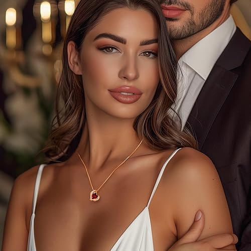 Miniatura 3 de CDE Collares con dije de corazón para mujer, tono plateado y oro rosa, piedra natal, regalo de Navidad, cumpleaños, aniversario, día de San