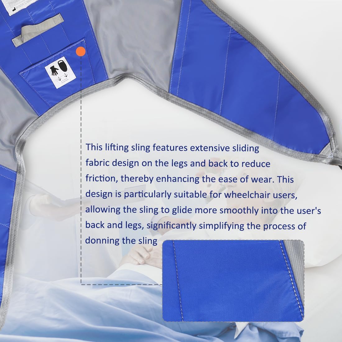 EZ Assistive Patient Lift Sling,Divided Leg Sling with Low or High Back, Lift Sling for Transfer and Positioning and Lifting, 500lb Weight Capacity (Medium-Low Back)