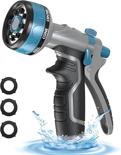 HmiL-U Pulverizador de boquilla de manguera de jardín mejorado con válvula de control de volumen de agua, pistola de agua de alta presión, 8