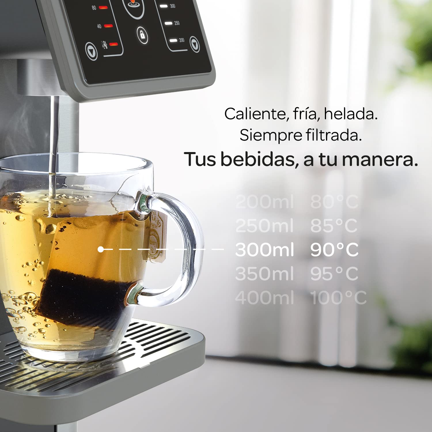 Dispensador instantáneo de agua caliente filtrada Aqua Optima Aurora, capacidad de 3,0 litros, 49 opciones de volumen y temperatura, incluye 1 filtro agua Evolve+ de 30 días, reduce los microplásticos