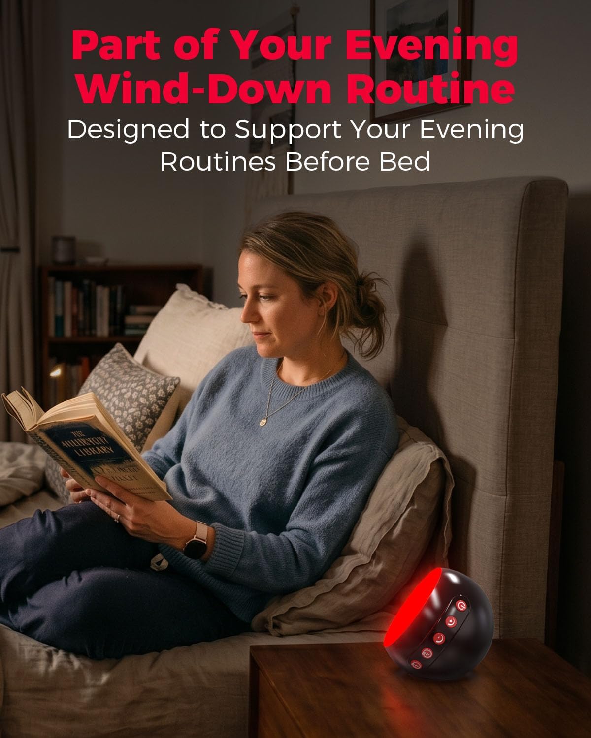 Bakzon Red Light Therapy Lamp, 670nm Deep Red Night Light for Bedroom Sleep