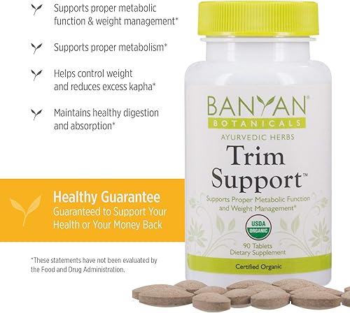 Miniatura 4 de Banyan Botanicals Trim Support - USDA Organic, 90 Tabletas - Aumenta el metabolismo - Apoyo a la pérdida de peso a base de hierbas*