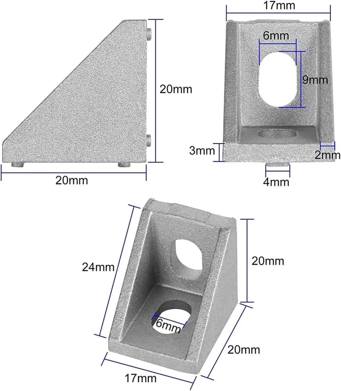 20pcs 2020 Angle Bracket Aluminum Extrusion Angle Bracket Right Angle T Slot Angle Bracket Support Aluminum Extrusion Profile