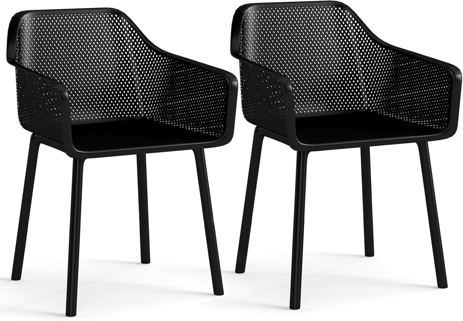 KOTEK Plastic Dining Chairs Set of 2, Mid Century Modern Kitchen Chairs with Mesh Backrest & Wide Seat, Side Chairs for Dining Room, Living Room