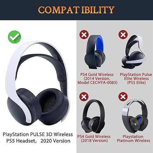 Miniatura 2 de SOULWIT Almohadillas de repuesto para auriculares inalámbricos Sony Playstation 5 Pulse PS5 3D, almohadillas con espuma de aislamiento de ruido (PS5