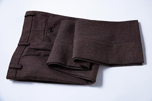 Pantalon Costume Homme Tweed - Style Rétro à Devant Plat | Laine Pour Mariage, Bureau Ou Loisirs