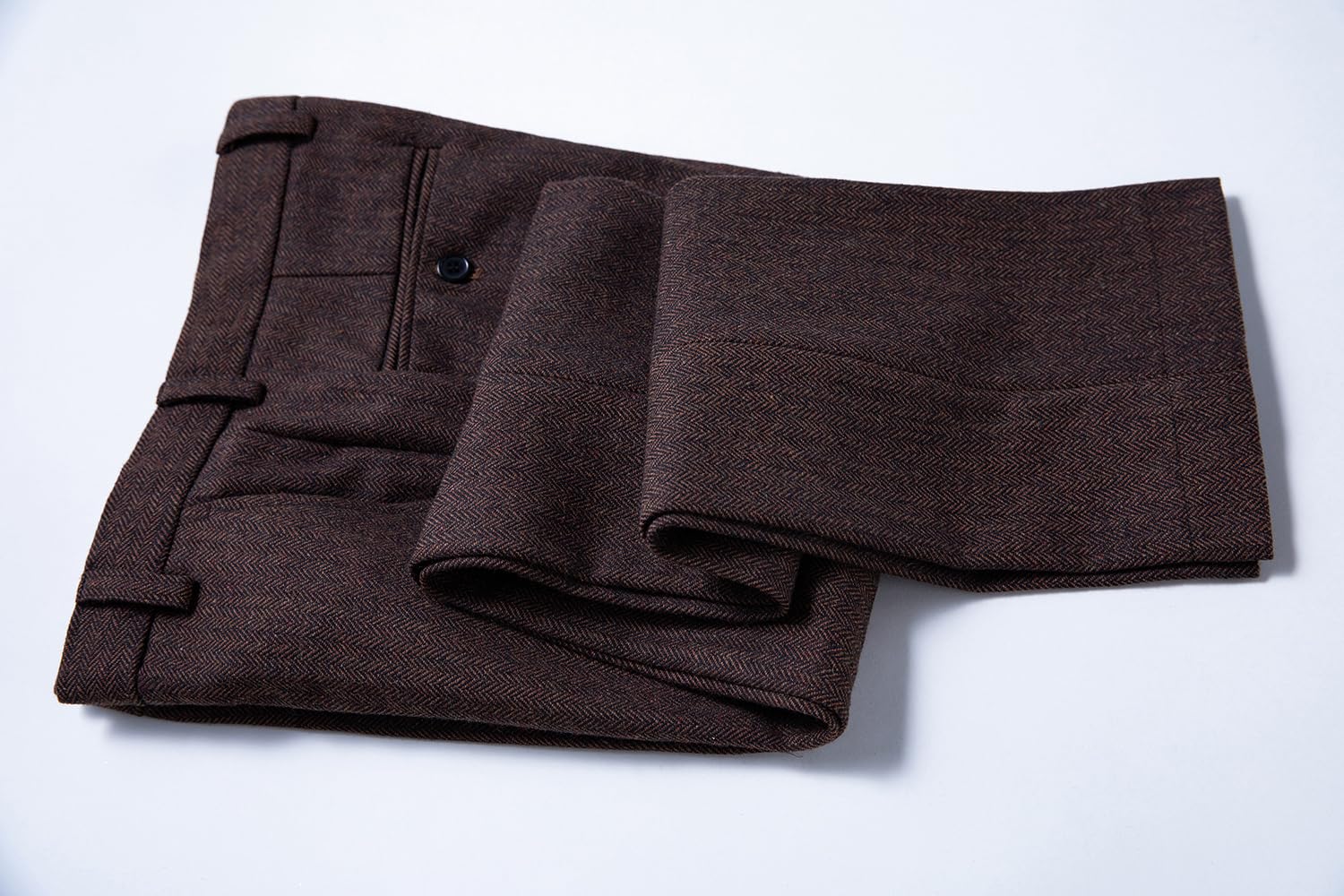 Tuikayoo Pantalon en tweed à chevrons en laine épaisse plissée à l'avant pour homme
