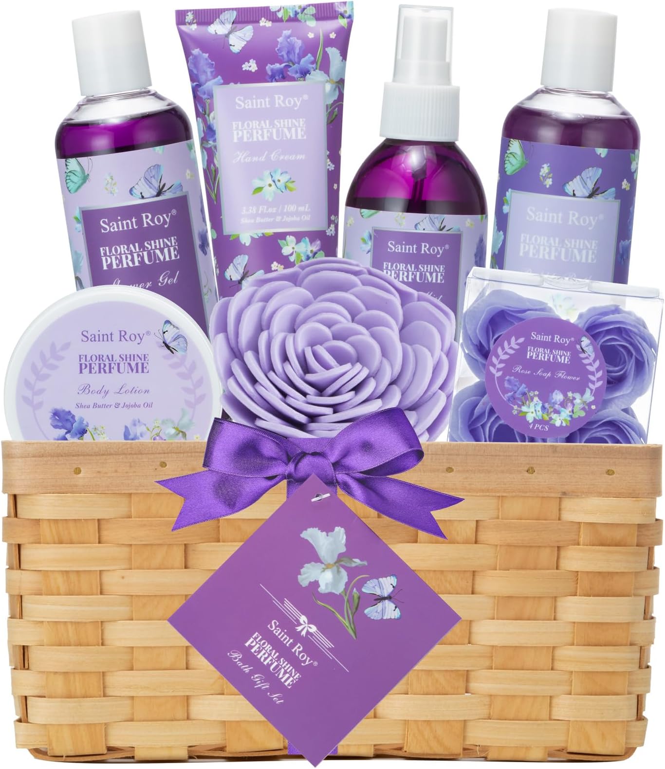Valentines Bath & Shower Spa Basket Gift Set, Perfume Scent spa kit for women w/ Shower Gel, Bubble Bath,Lotions, Bath and Body Gifts for Women, Self Care Gifts Basket for Her, Birthday Gifts
