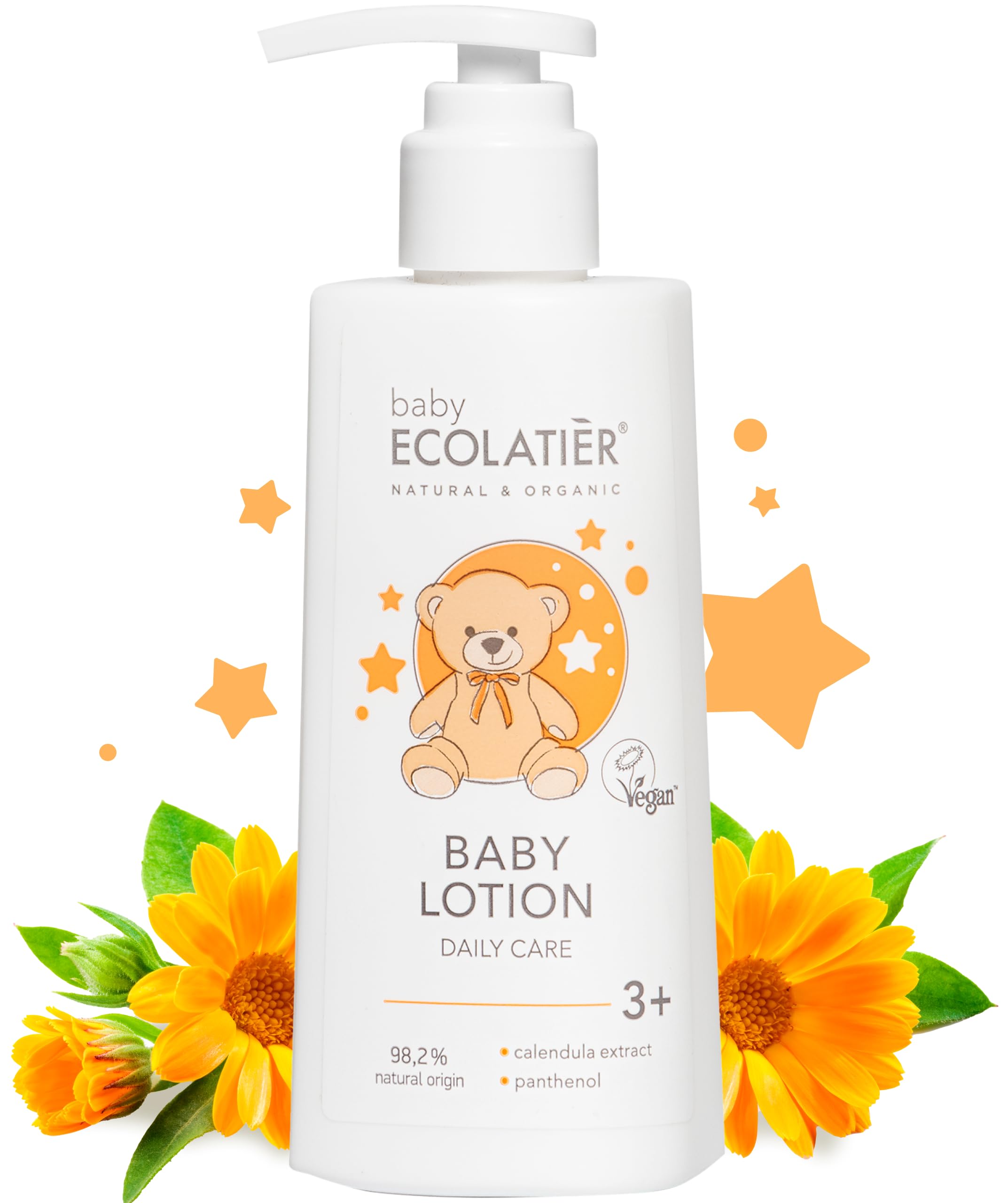Baby Lotion Daily Care 3+ - Baby Lotion with 98.2% Natural Ingredients, Vegan Certified, Soothing Baby Body Lotion for Sensitive Skin with Calendula and Panthenol - 150 ml