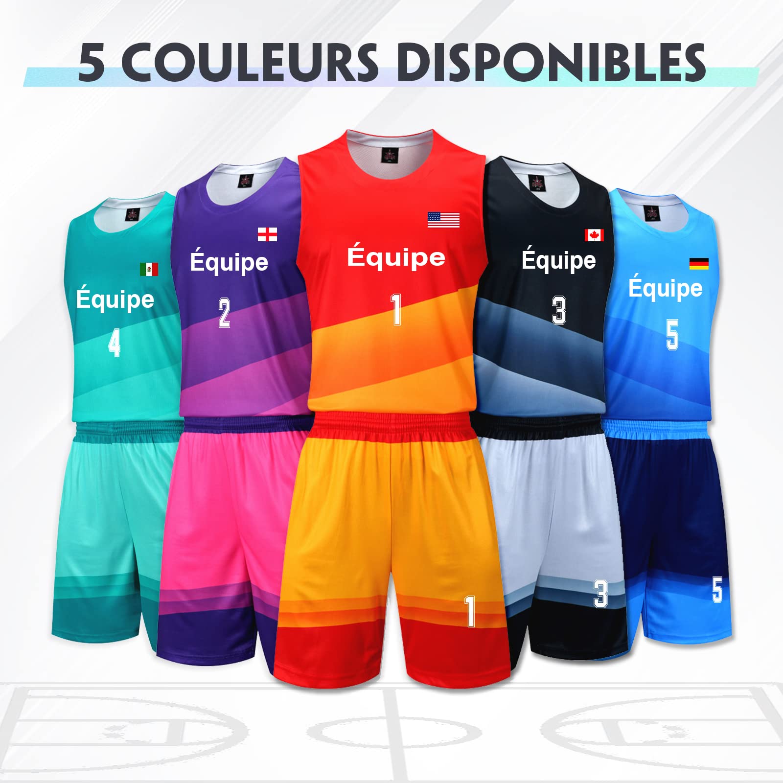 Ensemble Short Maillot Basket Enfant Homme Personnalisé Personnalisable avec n'importe Quel Nom et Numéro
