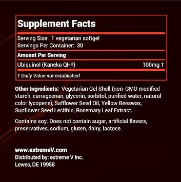 HeartQQ HIGH Absorption Ubiquinol (QH), Active CoQ10 300% Greater Absorption, 1 Recommended Form of CoQ10. 100mg of Ubiquinol (Vegetarian Softgels)