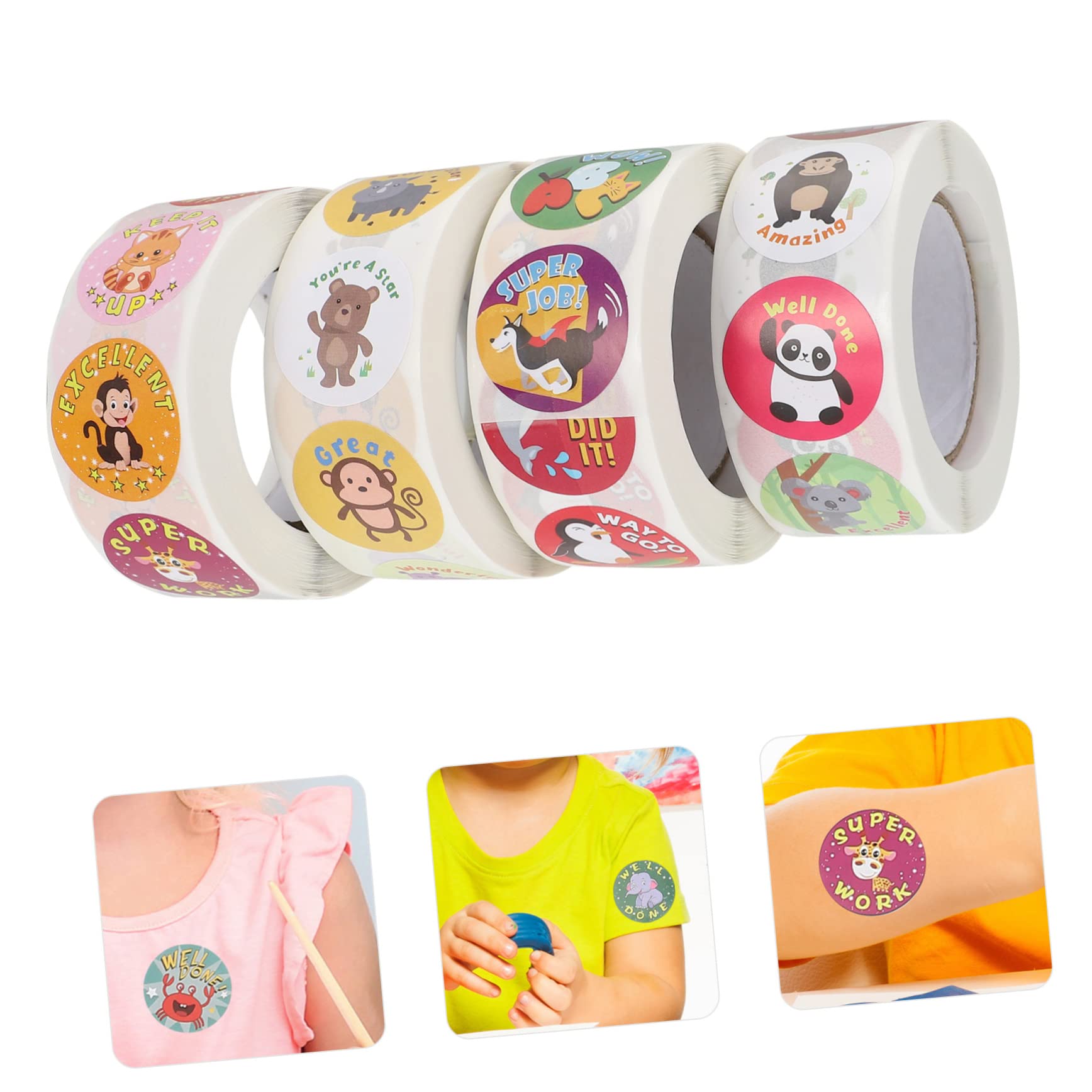STOBOK 8rollen Tiermotivationsaufkleber Für Junge Mädchen Süße Tierbelohnungssticker Bunte Klassenzimmer-dekoration Für Belohnungssysteme Und Kreative Projekte
