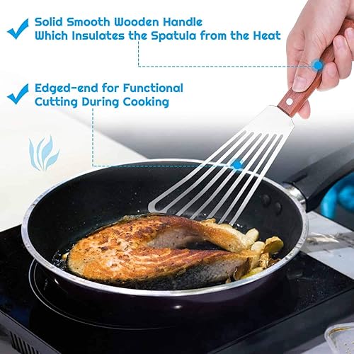 Miniatura 5 de Cridoz 7 pinzas de acero inoxidable para cocina, pinzas, cucharas de dibujo, espátula compensada y espátula de pescado para decoración de alimentos