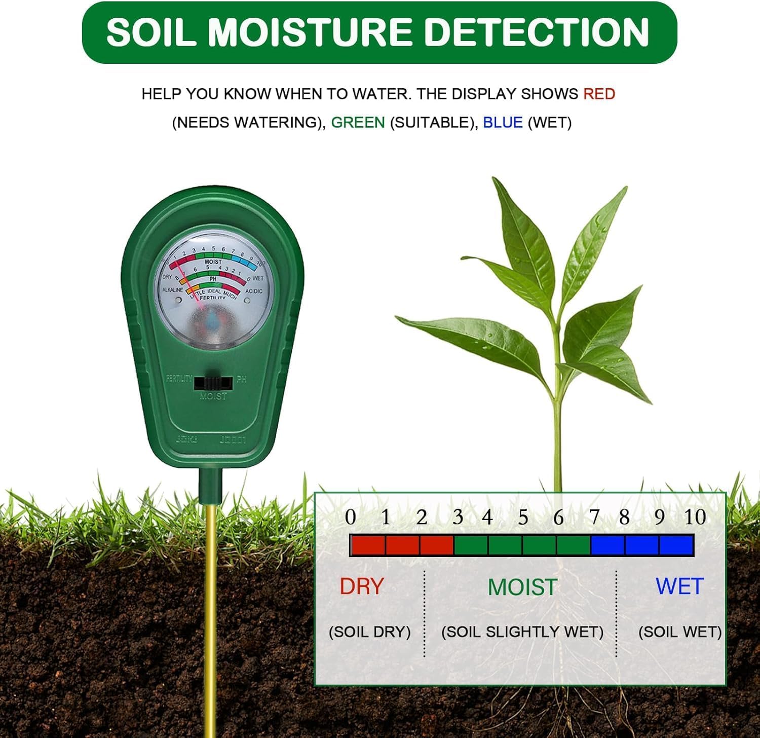 Boden-pH-Messer 3-in-1 Bodentest