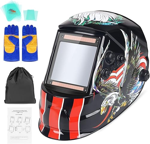 NDUUN Casco de soldadura con capucha de oscurecimiento automático, color verdadero, 3.94 x 3.66 pulgadas, visión grande, alimentado por energía