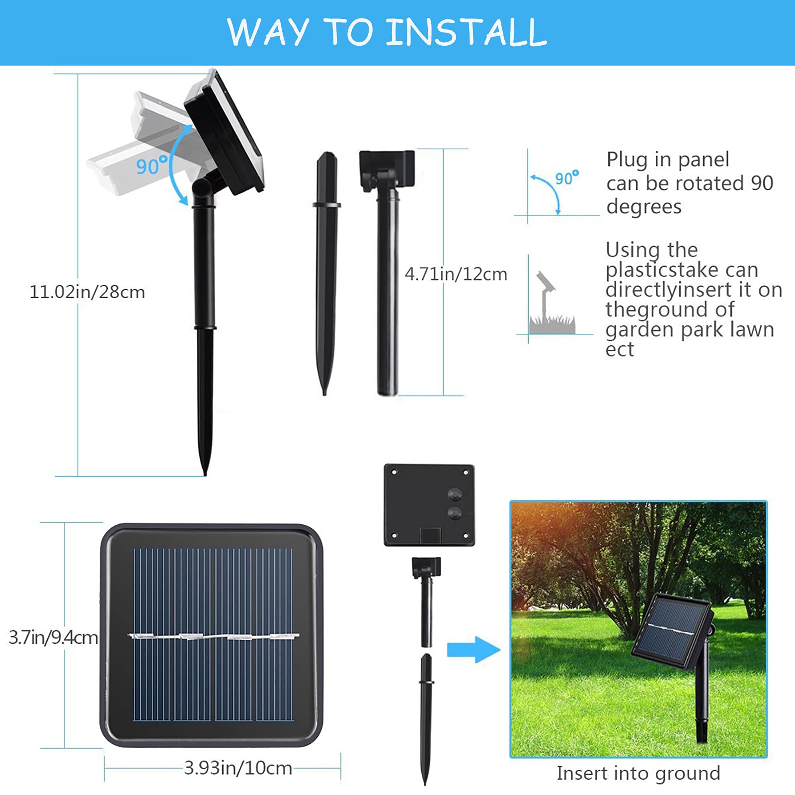 Sonnewelt Lichtsnoer op zonne-energie, voor buiten, 10 m, 100 leds, lichtslang voor binnen en buiten, 8 modi, lichtslang voor Kerstmis, feest, waterdicht, voor buiten, wit