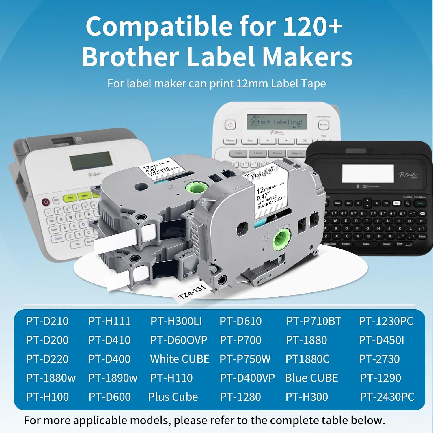 6-Pack Tze-131 Tze131 Tz131 Tape 12mm 0.47 Laminated Clear Label Maker Tape image 2