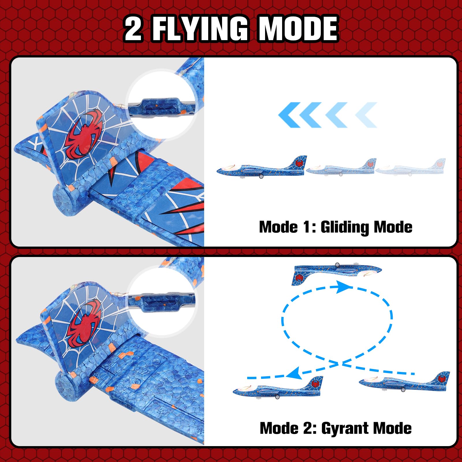 Avion Juguete con Spider Pegatinas, Aviones Poliespan con Pistola Avión Planeadores Espuma Corcho Regalo Navidad Cumpleaños Niños Niñas 3 4 5 6 7 8 9 10 Años Brinquedos Criança Juego Aire Libre — view 6
